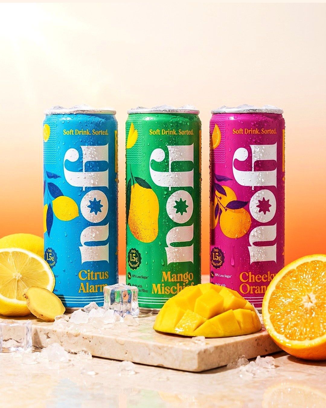 All three cans with fruit